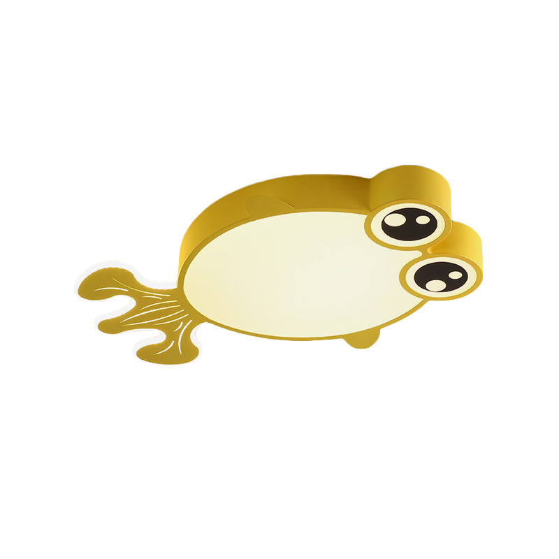 Acrylic Goldfish Flush Light Fixture Cartoon LED Flush Ceiling Lamp in Pink/Yellow for Kids Bedroom