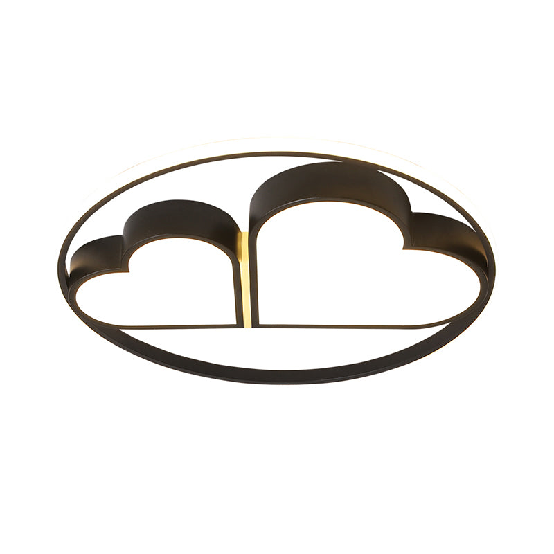 Nordic Style LED Flushmount with Acrylic Shade Black Finish Dual Loving Heart Ceiling Mounted Fixture