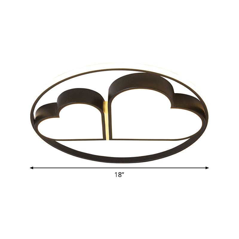 Nordic Style LED Flushmount with Acrylic Shade Black Finish Dual Loving Heart Ceiling Mounted Fixture