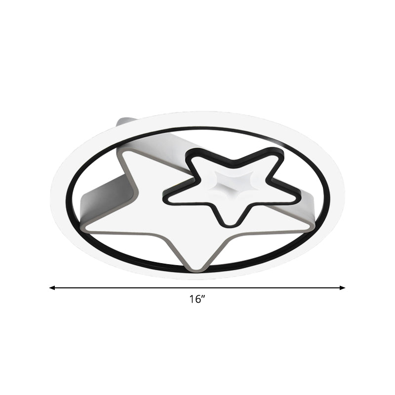 Dual Star Flush Lighting Nordic Acrylic LED Bedroom Ceiling Mounted Fixture in White and Black