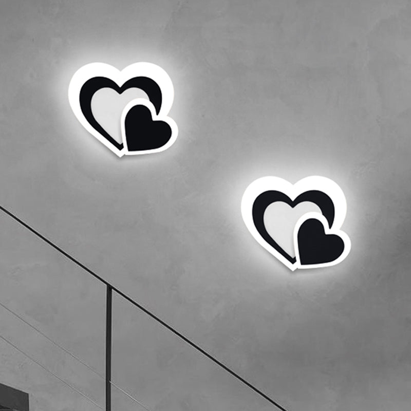 Loving Heart Schonce Lighting Noordse acryl LED Black Wall Mounted Lamp armatuur voor woonkamer