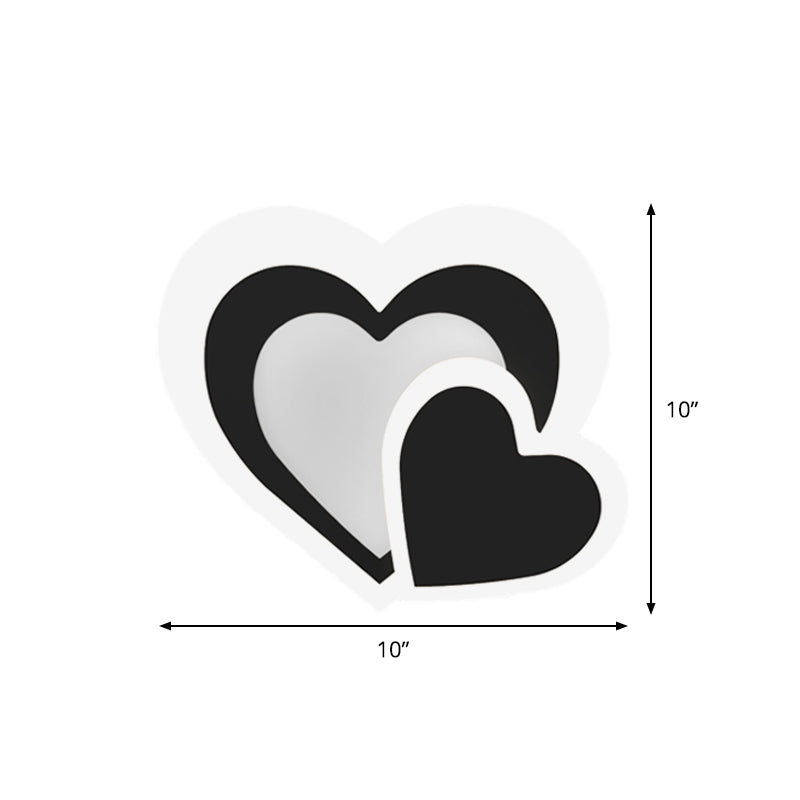 Loving Heart Schonce Lighting Noordse acryl LED Black Wall Mounted Lamp armatuur voor woonkamer