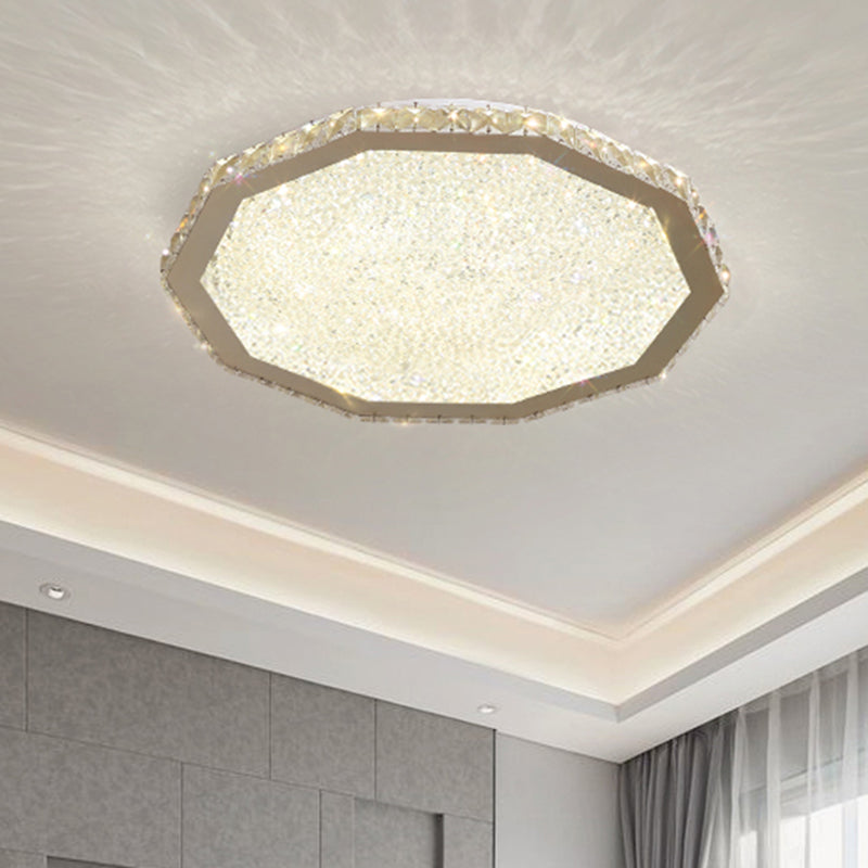 Polygon Crystal Flush Mount Fixture Modern LED Stainless-Steel Flush Ceiling Light for Living Room