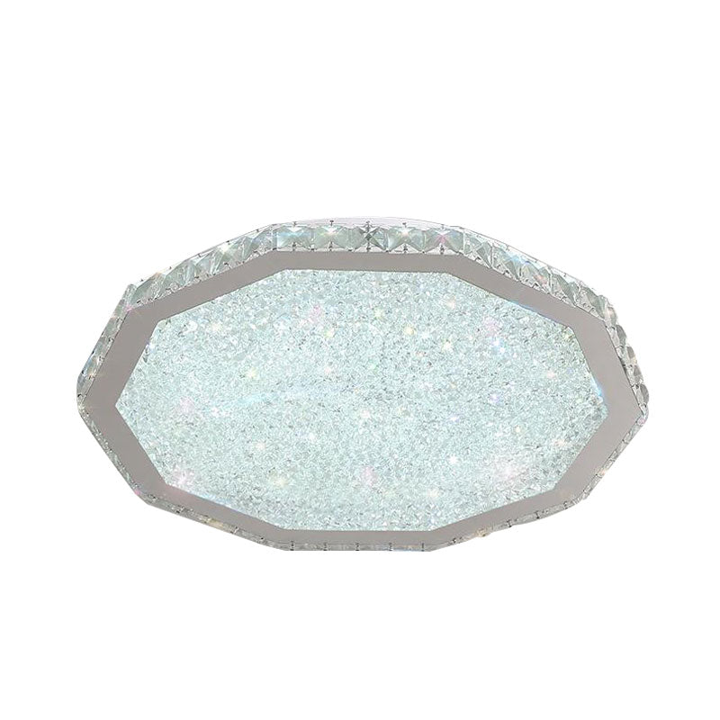 Polygon Crystal Flush Mount Fixture Modern LED Stainless-Steel Flush Ceiling Light for Living Room