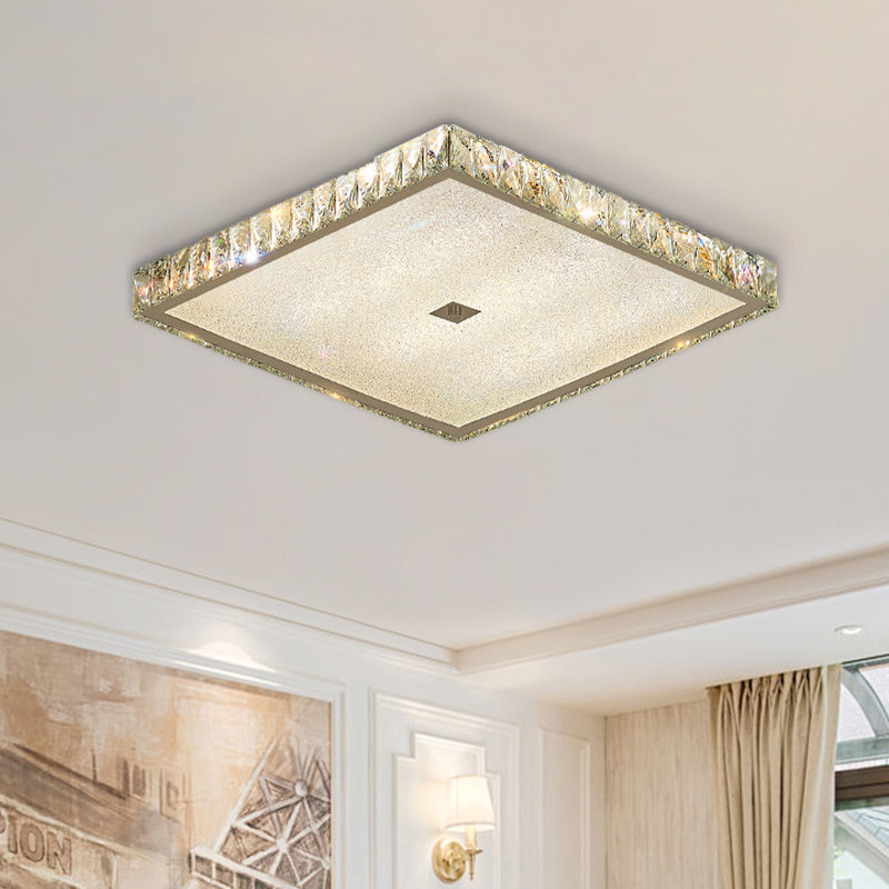 Quadrato Letto Flush Lighting Sfere Crystal LED Moderno Flush Montato Lampada in Nickel