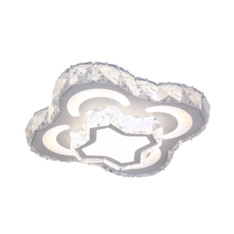 Moderne gebogene quadratische Flush Beleuchtung Kristallblock LED Schlafzimmer Flush montiert Lampe in Weiß