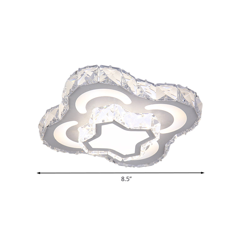 Moderne gebogene quadratische Flush Beleuchtung Kristallblock LED Schlafzimmer Flush montiert Lampe in Weiß