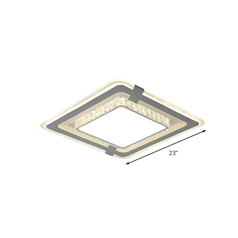 Metal Square Flushmount Lighting Minimalist LED Grey Flush Mount Halterung mit Crystal Block Detail