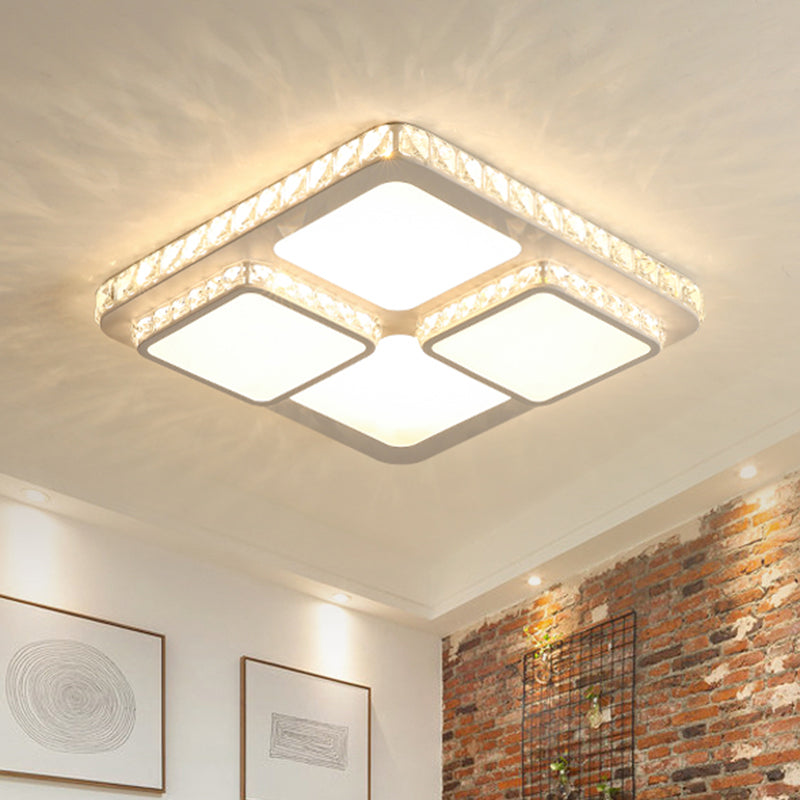 Lampada da soffitto a filo quadrato moderna con blocco di cristallo a LED bianco