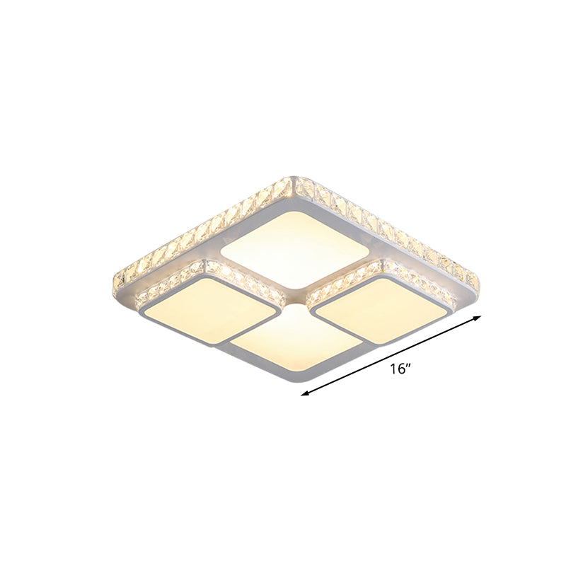 Lampada da soffitto a filo quadrato moderna con blocco di cristallo a LED bianco