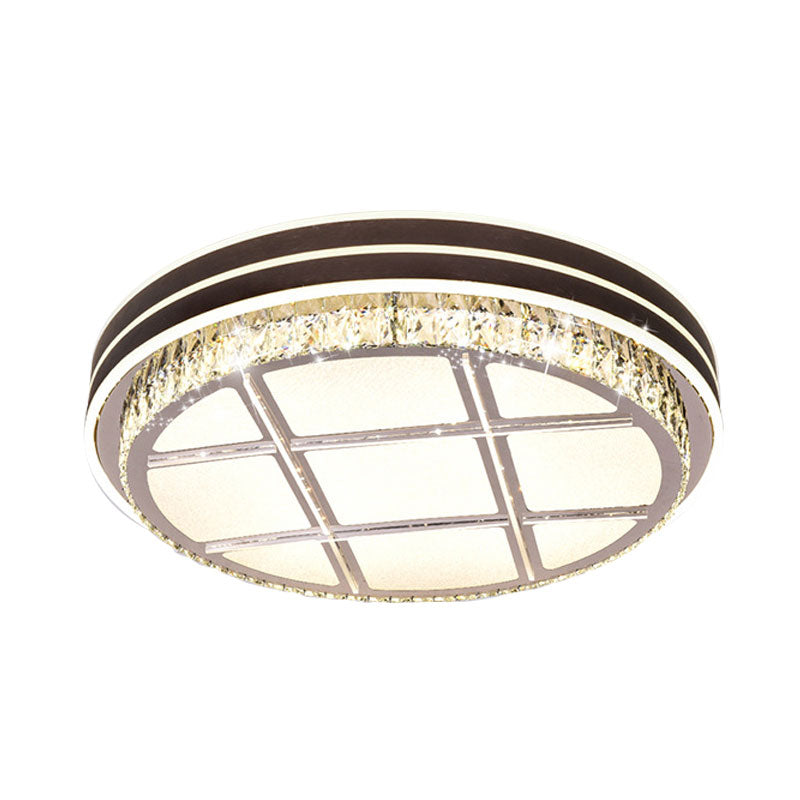 Modern Round Massimale Montato Fixture Crystal Block LED Camera Flush Lighting in Brown