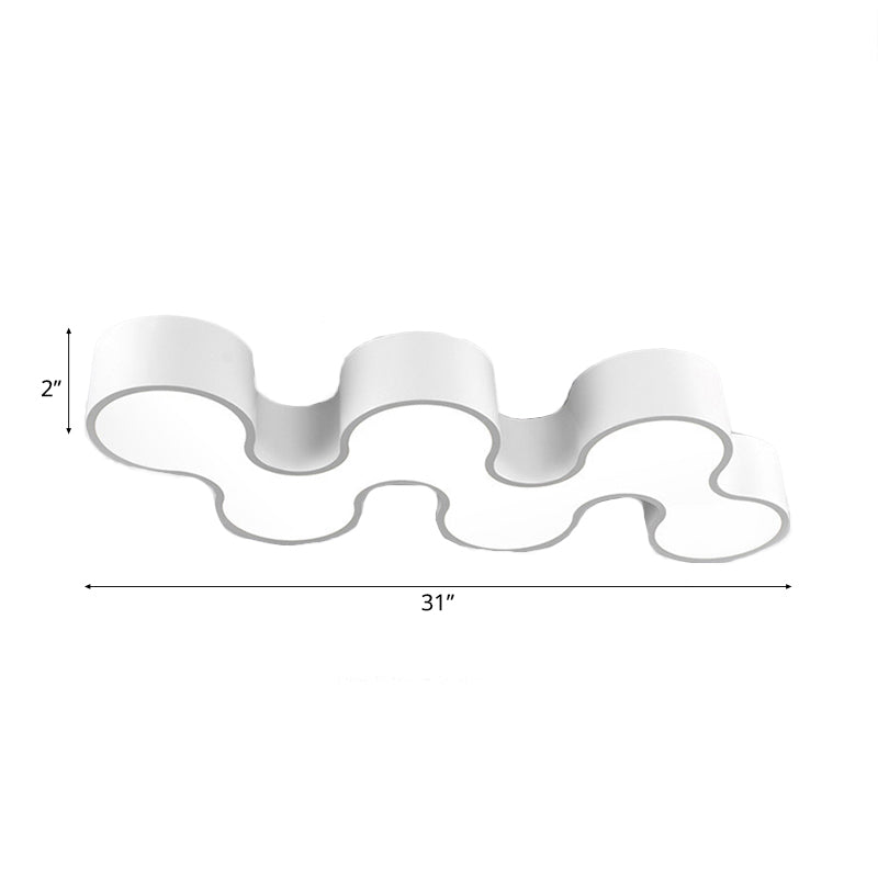 Wavy Design Acrylic Flush Mount Lamp Contemporary Warm/White Lighting LED Bedroom Ceiling Light Fixture in White