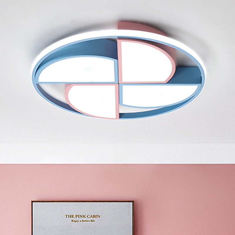 Blue e Pink Pinwheel Flush Light Kids Acrylic LED Ceiling Flush Mount for Child Room