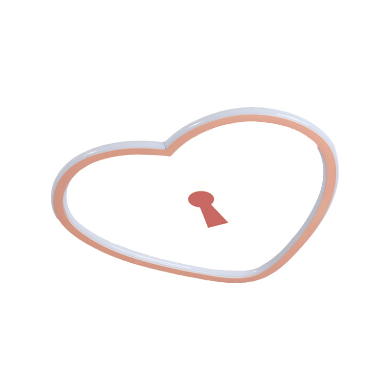 Minimalista Loving Heart Iron Flush Mount Ultrathin LED Massimale Light in Pink / White for Bedroom