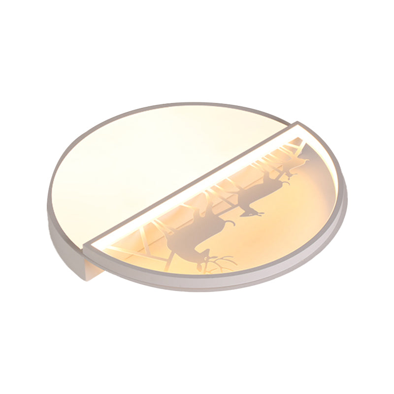 Kreis Flush Mount Vertiefte Beleuchtung Nordic Acryl Schlafzimmer LED Deckenleuchte mit Deer Silhouette in Grey/Schwarz/Weiß