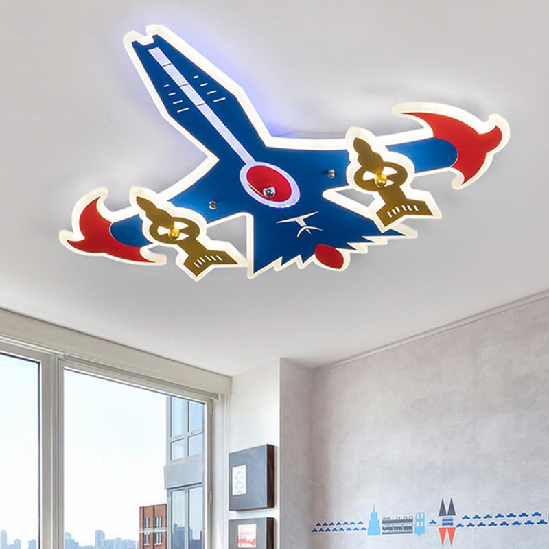 Lampada da incasso a LED in acrilico per aereo da cartone animato vicino all'illuminazione a soffitto in blu per la camera da letto del ragazzo