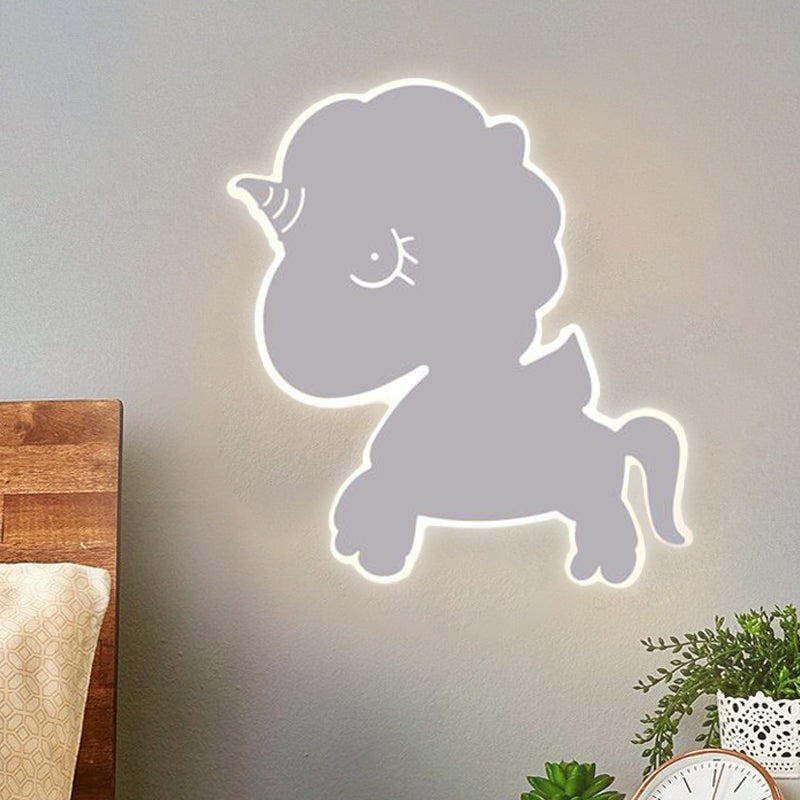 Eenhoorn muur gemonteerd verlichtingsarmatuur cartoon ijzer roze/blauw/witte LED -spoelbevestiging sconce voor kinderdagverblijf