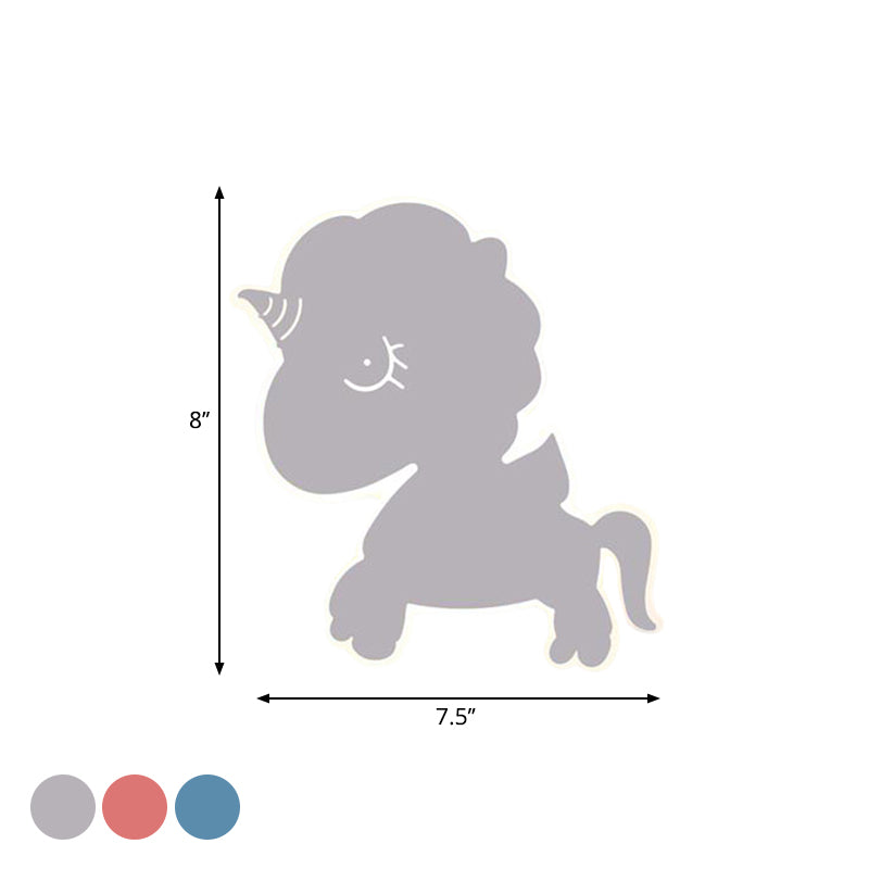 Eenhoorn muur gemonteerd verlichtingsarmatuur cartoon ijzer roze/blauw/witte LED -spoelbevestiging sconce voor kinderdagverblijf