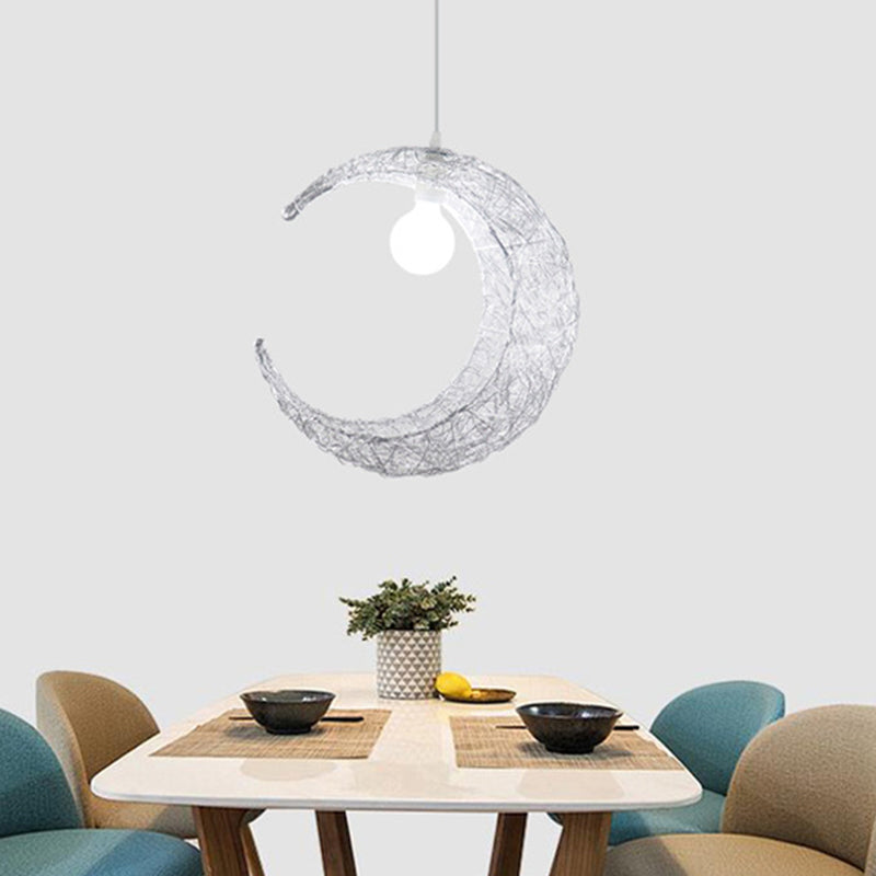 Aluminum Wire Woven Crescent Pendant Lamp Contemporary 1 Head Silver/Gold Suspended Lighting Fixture