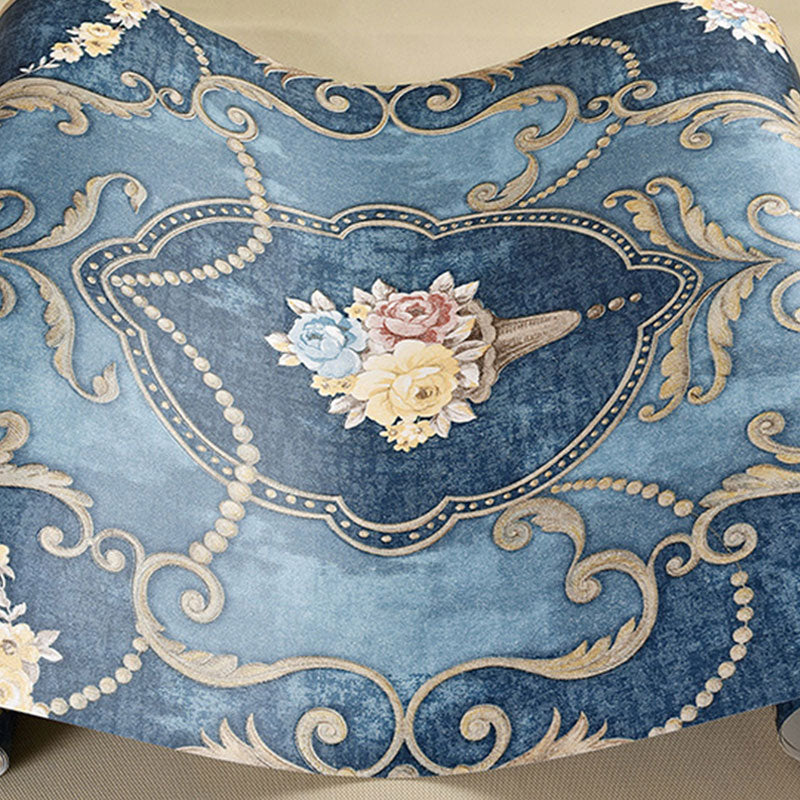 Water-Resistant Cluster Blossom Wall Covering 33' x 20.5" Countryside Wallpaper Roll in Blue for Home Decoration