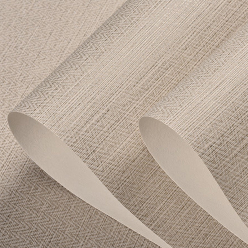 Neutral Color Ethnic Wall Decor 57.1 sq ft. Linen Textured Wallpaper for Guest Room
