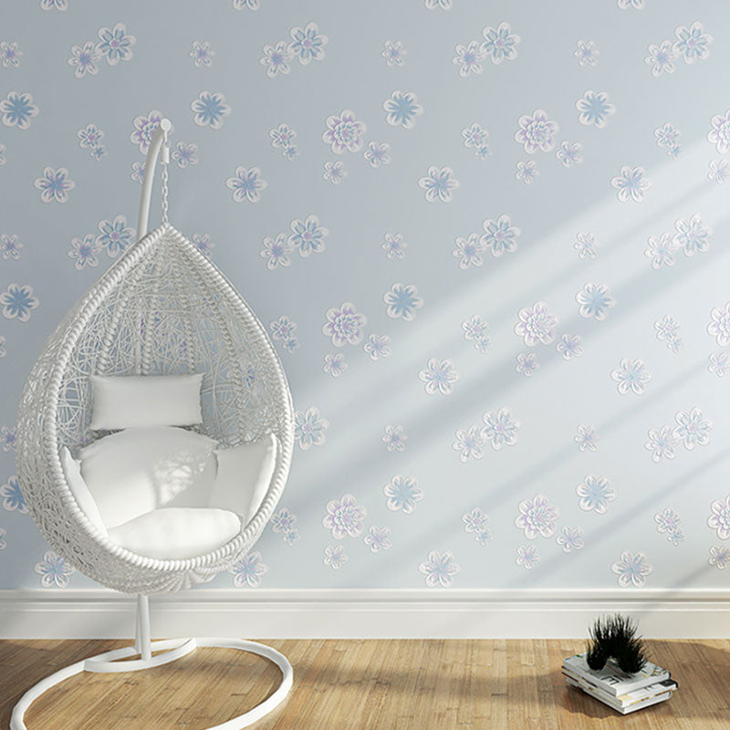 Floral Wallpaper Roll for Children Bedroom Non-Woven Fabric Wall Decor in Pastel Color, Water-Resistant