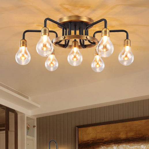 Bulbe en verre transparent semi-flush lampe moderniste multimaliques LED Semi Flush Plafond Lightture