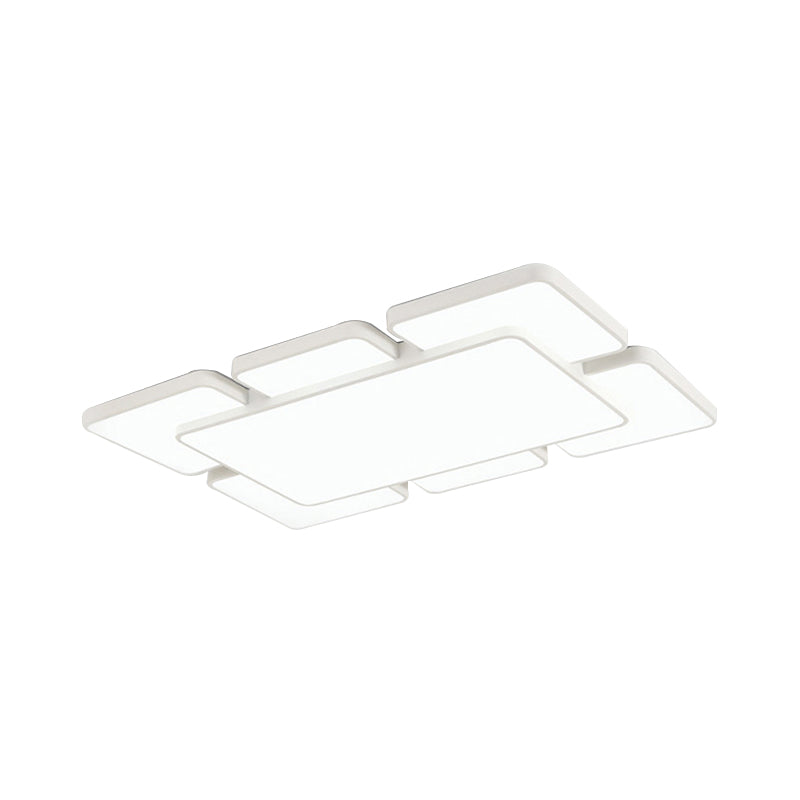 Lámpara empotrada de techo para dormitorio con pantalla cuadrada/rectangular, acrílico, 20,5"/24,5" W, 5/7 luces, lámpara de montaje empotrado estilo modernista en negro/blanco