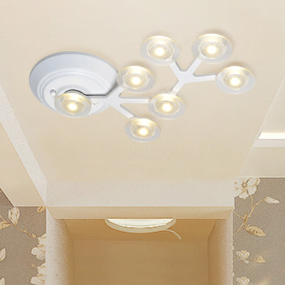 LED 7/9/10 Lights Kitchen Flushmount Light with Round Acrylic Shade White Flush Ceiling Light in Warm/White Light