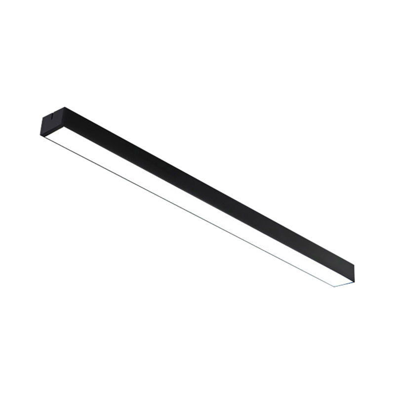 Black/Silver Linear Flush Mount Lamp Minimal Metal Led 23.5"/35.5"/47" Wide Flush Light Fixture for Office
