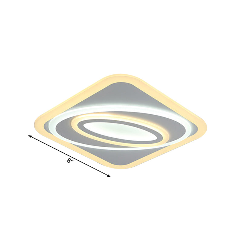 Geometrische LED-Einbauleuchte aus zeitgenössischem Acryl, 8"/19,5" breite Schlafzimmer-Deckenleuchte mit warmem/weißem Licht