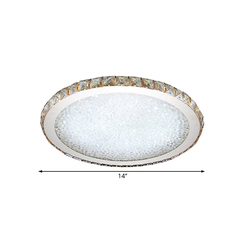8.5"/14"/18" Wide Circular Flush Mount Light Modern Crystal 1-Light Clear/Amber LED Ceiling Light Fixture in Warm/White Light