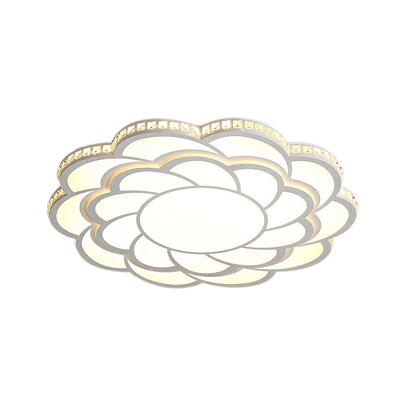 31.5"/39" Wide Blossom Large Flush Mount Fixture Modern LED Crystal Accent Flush Mount Lamp in Warm/White Light