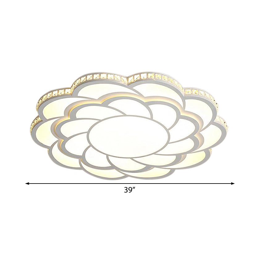 31.5"/39" Wide Blossom Large Flush Mount Fixture Modern LED Crystal Accent Flush Mount Lamp in Warm/White Light