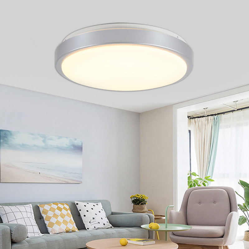 Acryl Schirm Bündig Montierte Decke Licht Modernes Metall Silber LED Deckenbündige Fassung für Wohnzimmer in Warm/Weiß, 10.5 "/13" /16 " Dia