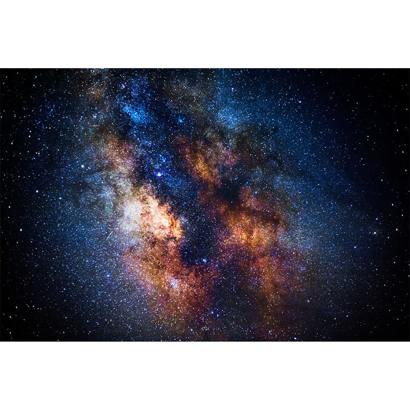 Waterproof Flaring Nebula Mural Wallpaper Personalized Size Nordic Wall Decor for Accent Wall in Orange and Blue