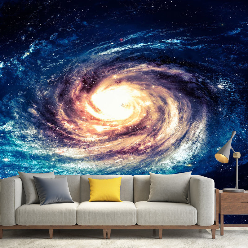 Swirling Nebula Wall Mural Decal for Home Decor, Blue and Orange, Personalized Size Available