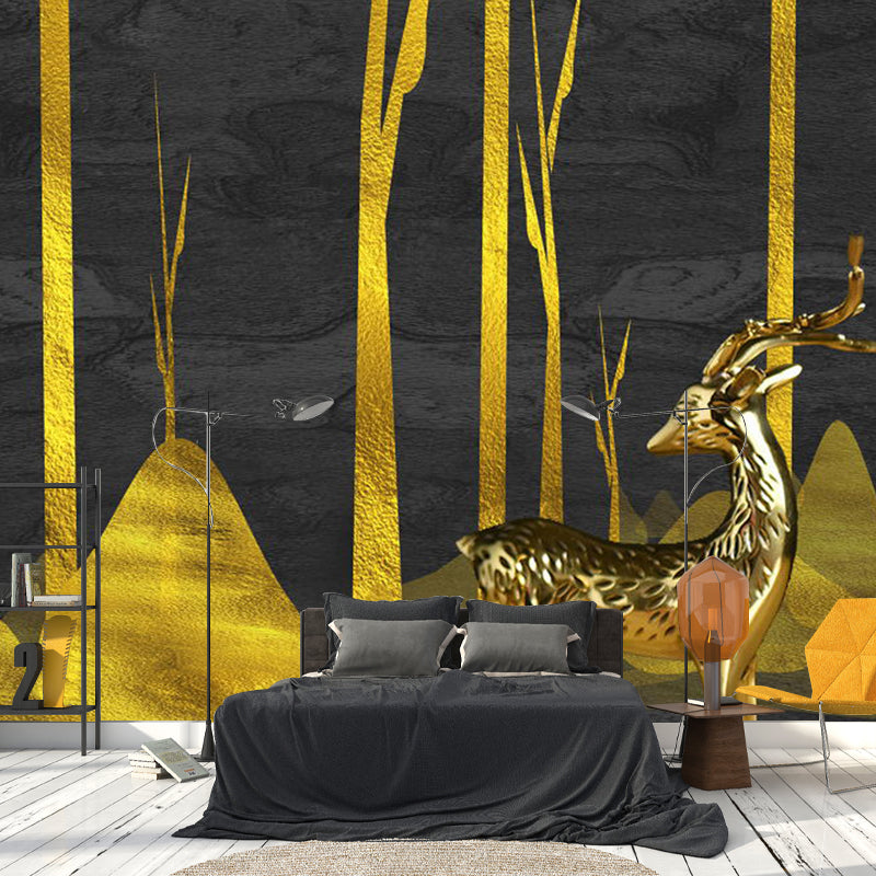 Illustration Elk Deer Mural Wallpaper Full Size Wall Decor for Guest Room, Made to Measure