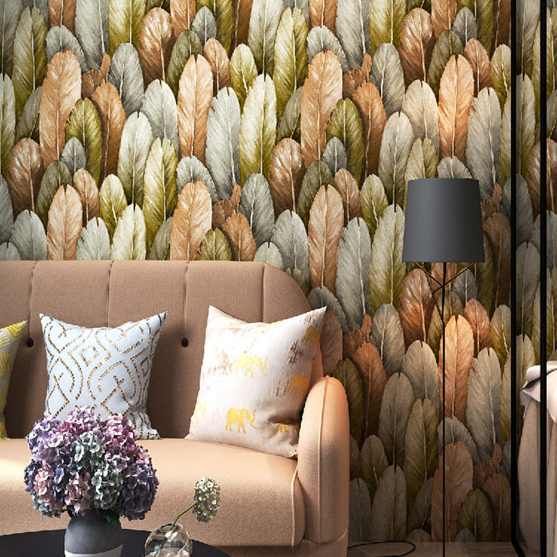 31' x 20.5" Feather Wallpaper Roll for Beauty Shop Decoration in Natural Color, Non-Pasted
