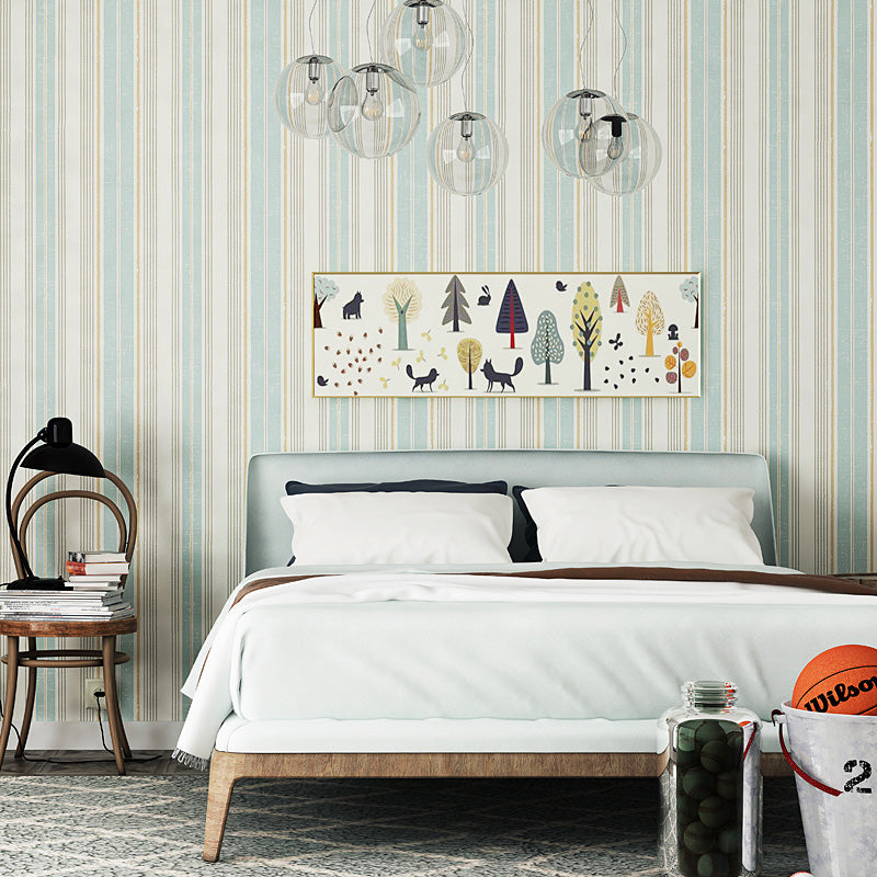 Vertical Stripe Wall Covering for Bedroom Decoration Modern Wallpaper in Blue, 33 ft. x 20.5 in
