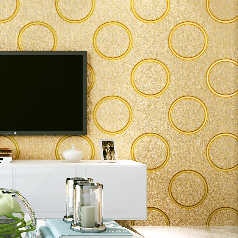 Simple Circular Wall Decor for Living Room, 57.1 sq ft. Flock Textured Wallpaper Roll in Neutral Color