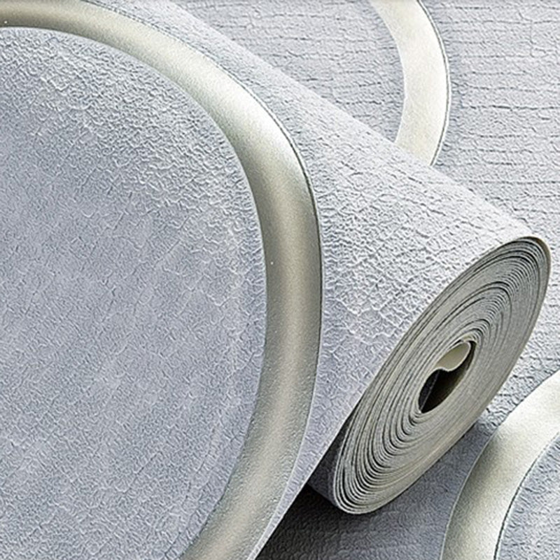 Simple Circular Wall Decor for Living Room, 57.1 sq ft. Flock Textured Wallpaper Roll in Neutral Color