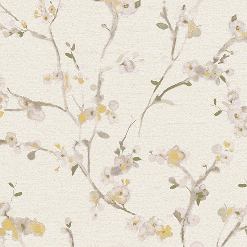 Natural Color Blossoms Wall Decor Moisture-Resistant Wallpaper Roll for Dining Room