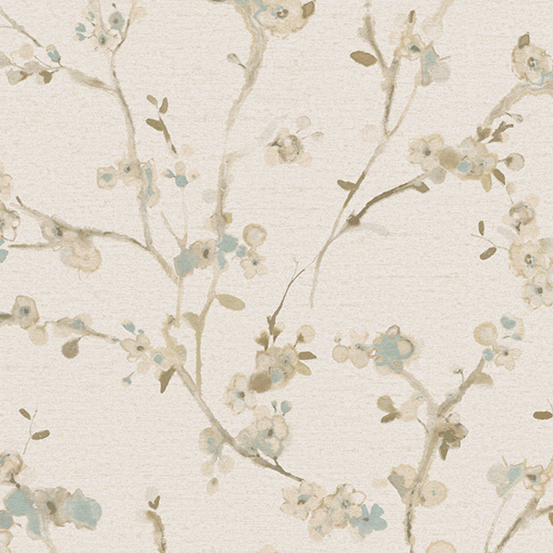 Natural Color Blossoms Wall Decor Moisture-Resistant Wallpaper Roll for Dining Room