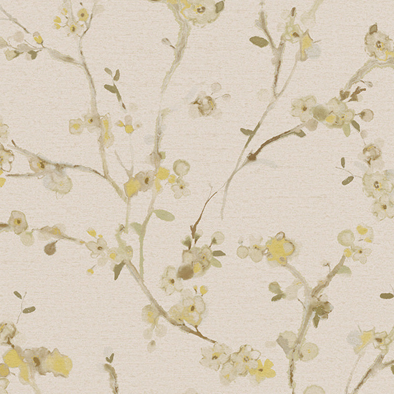 Natural Color Blossoms Wall Decor Moisture-Resistant Wallpaper Roll for Dining Room