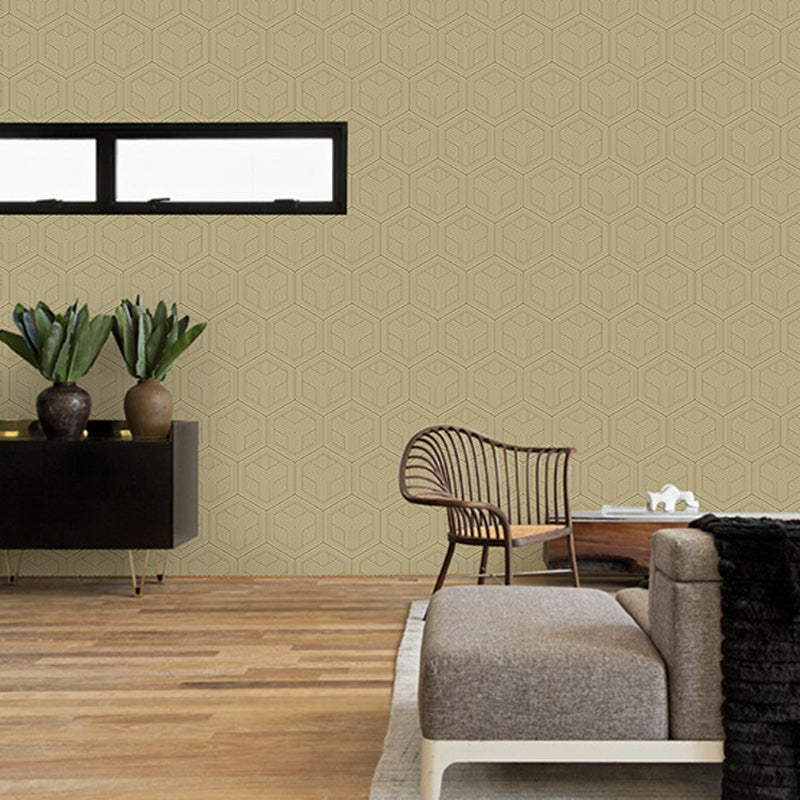 Moisture-Resistant Hexagon Wall Decor 20.5"W x 33'L Minimalist Wallpaper Roll for Living Room