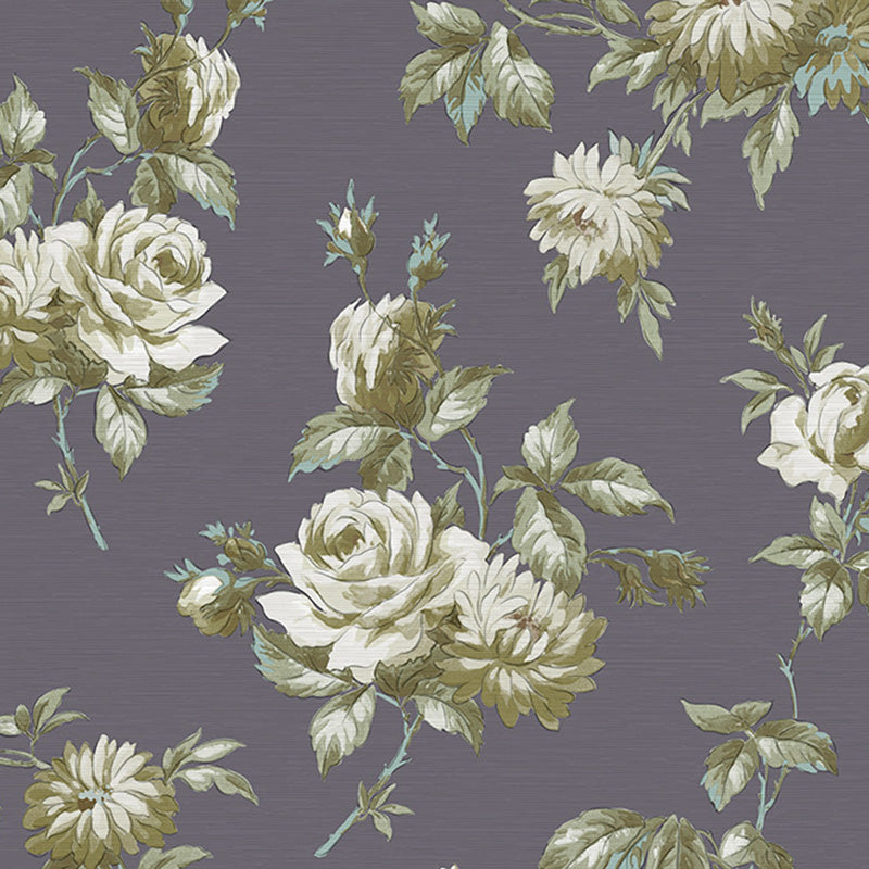 Floral Design Wall Covering in Natural Color Non-Woven Fabric Wallpaper for Living Room, 57.1 sq ft.