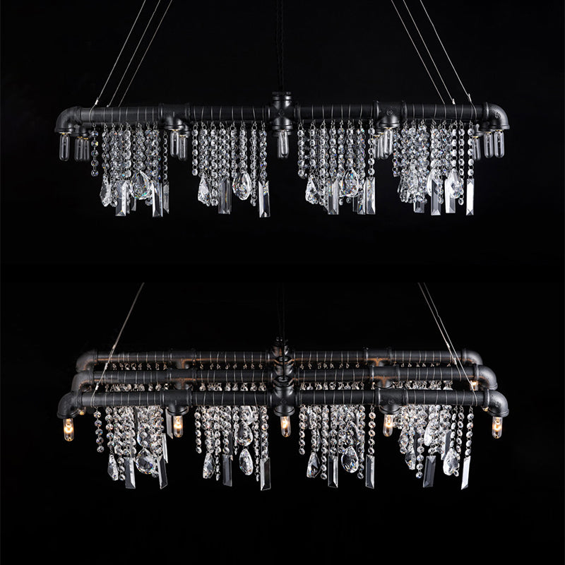 Rain Drop Island Chandelier Contemporary Crystal de 15 luces Lighting For Bar Restaurant