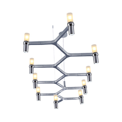 Gold/Silver Branch Ceiling Lighting Modernism 10 Heads Metallic Island Pendant Light with Bare Bulb for Dining Room