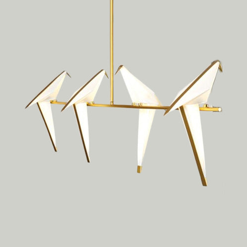 Bird Shaped Plastic Island Pendant Light Modern Style 3/4/5 Lights Golden Hanging Light Fixture for Bedroom